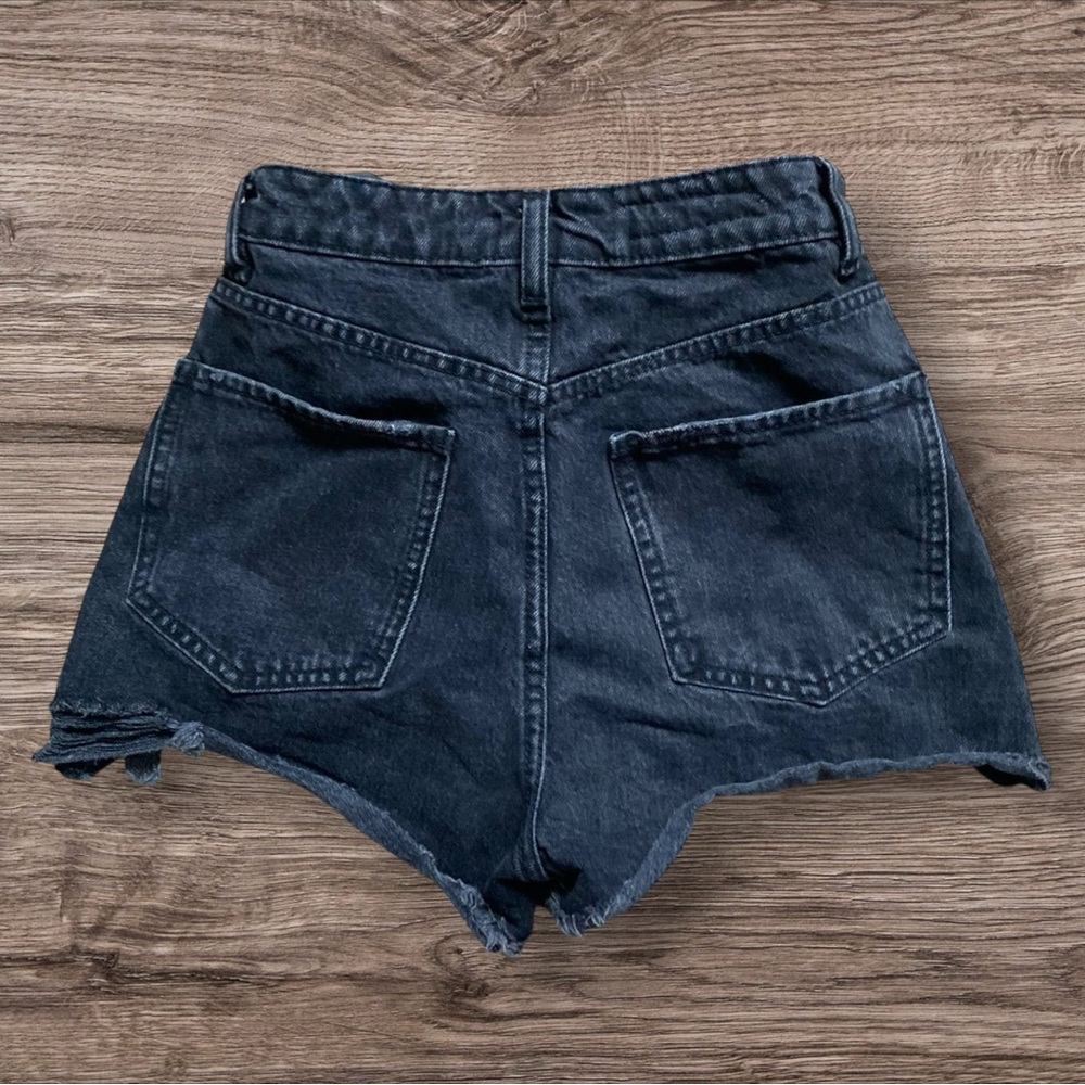 Zara Dark Wash Distressed Jean Shorts - Picture 2 of 2